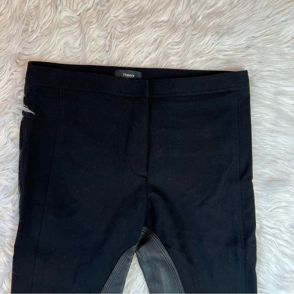Theory Riding Pants C Fixture Ponte Black Leather Trim Casual Equestrian - Picture 6 of 11
